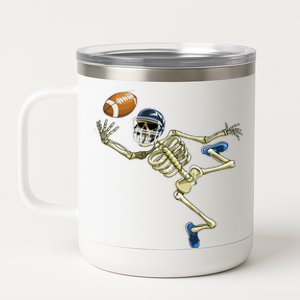 American Football Skeleton Halloween Men Football Fan 12 oz Stainless Steel Tumbler Cup