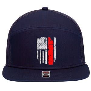 American Flag Semi Truck Driver Patriotic 18 Wheeler Trucker 7 Panel Mesh Trucker Snapback Hat