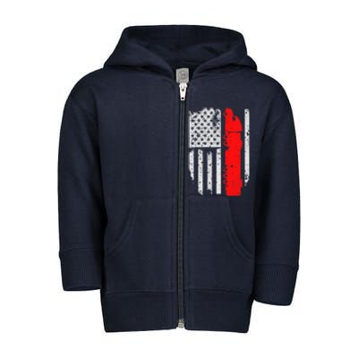 American Flag Semi Truck Driver Patriotic 18 Wheeler Trucker Toddler Zip Fleece Hoodie