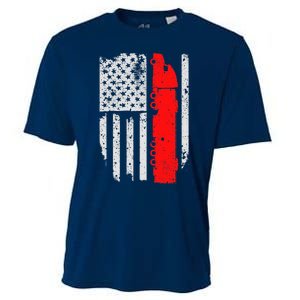 American Flag Semi Truck Driver Patriotic 18 Wheeler Trucker Cooling Performance Crew T-Shirt