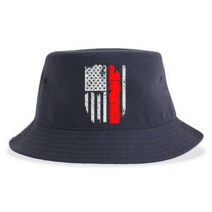 American Flag Semi Truck Driver Patriotic 18 Wheeler Trucker Sustainable Bucket Hat