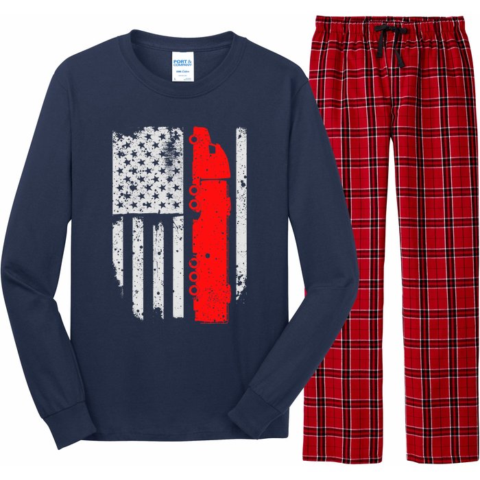 American Flag Semi Truck Driver Patriotic 18 Wheeler Trucker Long Sleeve Pajama Set