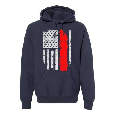 American Flag Semi Truck Driver Patriotic 18 Wheeler Trucker Premium Hoodie