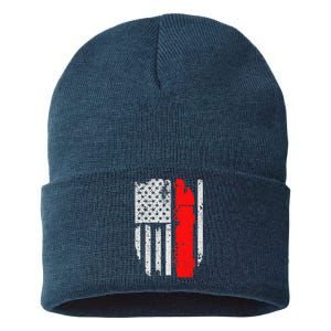 American Flag Semi Truck Driver Patriotic 18 Wheeler Trucker Sustainable Knit Beanie