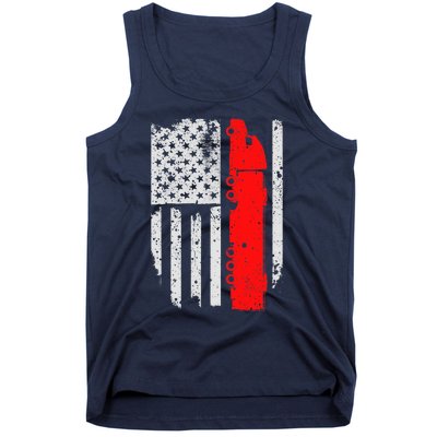 American Flag Semi Truck Driver Patriotic 18 Wheeler Trucker Tank Top