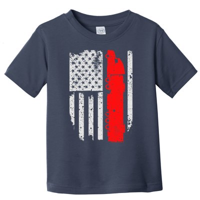 American Flag Semi Truck Driver Patriotic 18 Wheeler Trucker Toddler T-Shirt