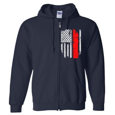 American Flag Semi Truck Driver Patriotic 18 Wheeler Trucker Full Zip Hoodie