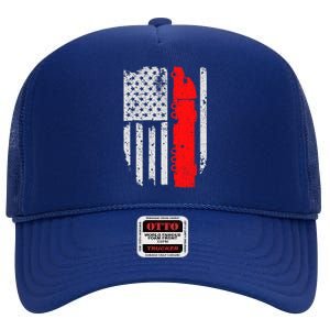 American Flag Semi Truck Driver Patriotic 18 Wheeler Trucker High Crown Mesh Back Trucker Hat