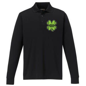 American Football Shamrock Clover St Patricks Day Sport Gift Great Gift Performance Long Sleeve Polo