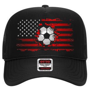 American Flag Soccer Apparel funny Soccer sport High Crown Mesh Back Trucker Hat