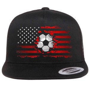 American Flag Soccer Apparel funny Soccer sport Flat Bill Trucker Hat