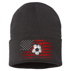 American Flag Soccer Apparel funny Soccer sport Sustainable Knit Beanie