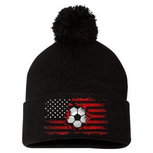 American Flag Soccer Apparel funny Soccer sport Pom Pom 12in Knit Beanie