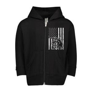 American Flag Scottish Cow Lover Scottish Highland Cow Gift Toddler Zip Fleece Hoodie