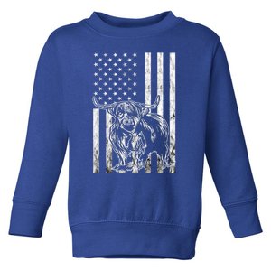 American Flag Scottish Cow Lover Scottish Highland Cow Gift Toddler Sweatshirt