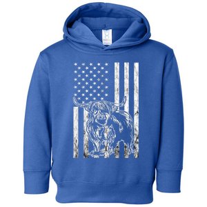 American Flag Scottish Cow Lover Scottish Highland Cow Gift Toddler Hoodie