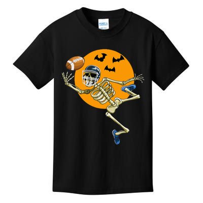 American Football Skeleton Halloween Football Fan Kids T-Shirt