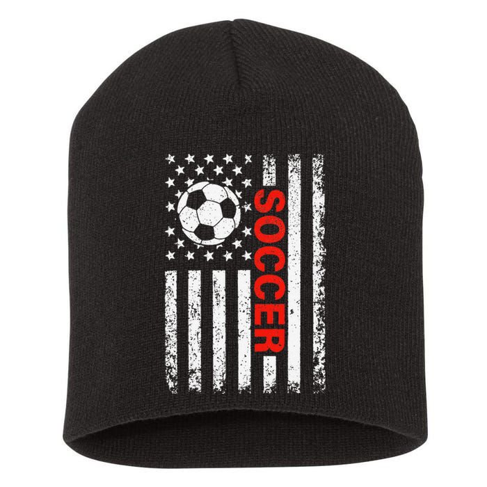 American Flag Soccer Player USA Patriotic Vintage Soccer Short Acrylic Beanie