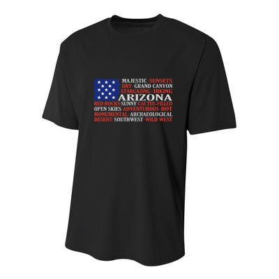 Arizona Flag Showing Some The StateS Best Features Youth Performance Sprint T-Shirt
