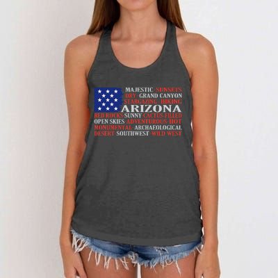 Arizona Flag Showing Some The StateS Best Features Women's Knotted Racerback Tank