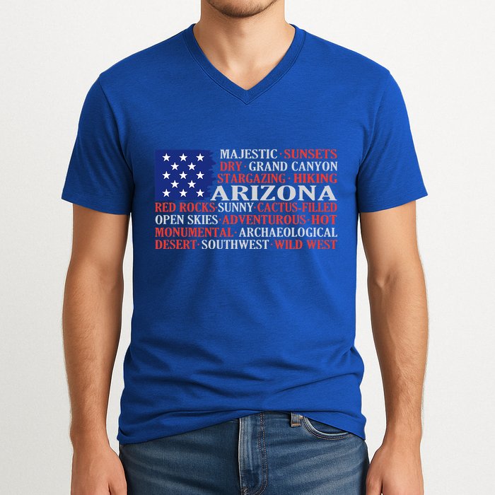 Arizona Flag Showing Some The StateS Best Features V-Neck T-Shirt