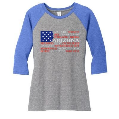 Arizona Flag Showing Some The StateS Best Features Women's Tri-Blend 3/4-Sleeve Raglan Shirt