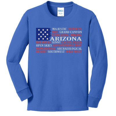 Arizona Flag Showing Some The StateS Best Features Kids Long Sleeve Shirt