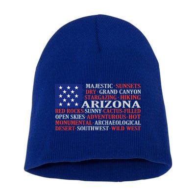Arizona Flag Showing Some The StateS Best Features Short Acrylic Beanie