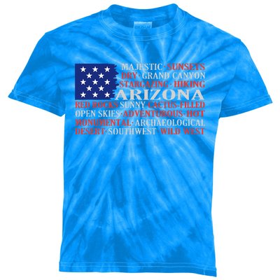 Arizona Flag Showing Some The StateS Best Features Kids Tie-Dye T-Shirt