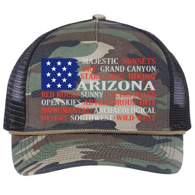 Arizona Flag Showing Some The StateS Best Features Retro Rope Trucker Hat Cap