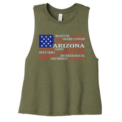 Arizona Flag Showing Some The StateS Best Features Women's Racerback Cropped Tank