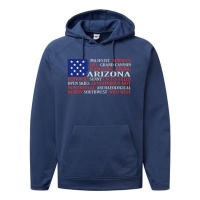 Arizona Flag Showing Some The StateS Best Features Performance Fleece Hoodie