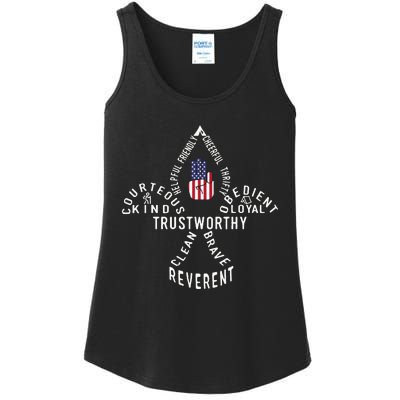 America Flag Scouting Law Ladies Essential Tank