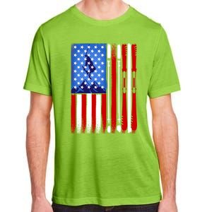 American Flag Skiing Gift Adult ChromaSoft Performance T-Shirt