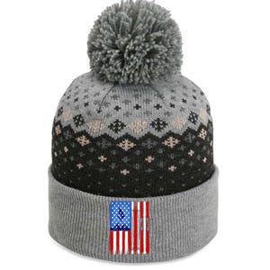 American Flag Skiing Gift The Baniff Cuffed Pom Beanie