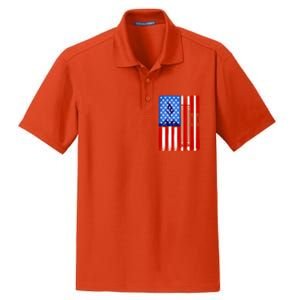 American Flag Skiing Gift Dry Zone Grid Polo