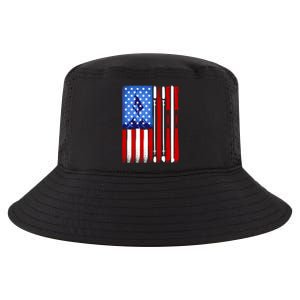 American Flag Skiing Gift Cool Comfort Performance Bucket Hat