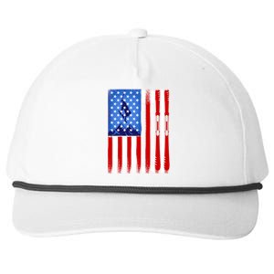 American Flag Skiing Gift Snapback Five-Panel Rope Hat