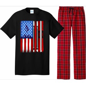 American Flag Skiing Gift Pajama Set