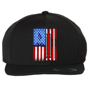 American Flag Skiing Gift Wool Snapback Cap