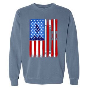 American Flag Skiing Gift Garment-Dyed Sweatshirt