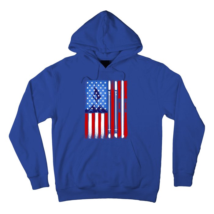 American Flag Skiing Gift Hoodie