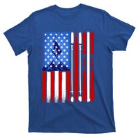 American Flag Skiing Gift T-Shirt