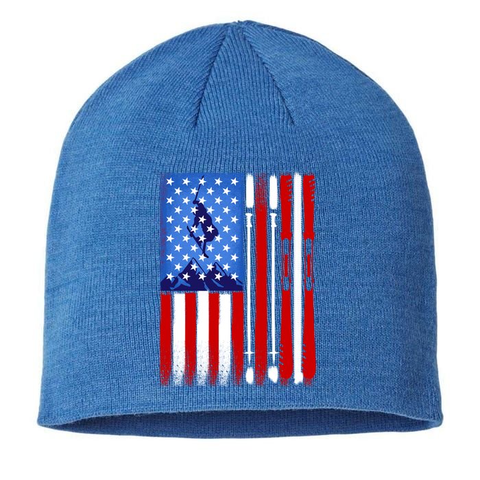 American Flag Skiing Gift Sustainable Beanie