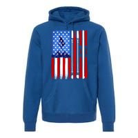 American Flag Skiing Gift Premium Hoodie