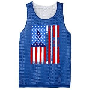 American Flag Skiing Gift Mesh Reversible Basketball Jersey Tank