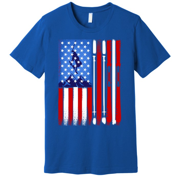 American Flag Skiing Gift Premium T-Shirt