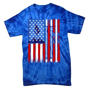 American Flag Skiing Gift Tie-Dye T-Shirt