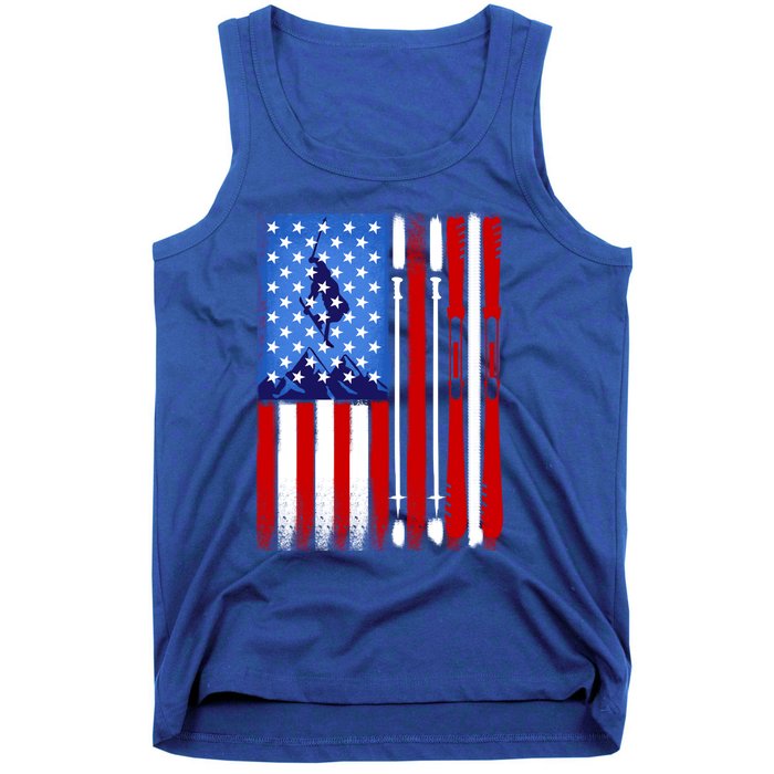 American Flag Skiing Gift Tank Top