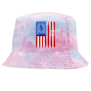 American Flag Skiing Gift Tie-Dyed Bucket Hat